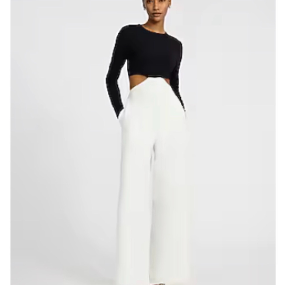 Express Black and White Wide-Leg Pants